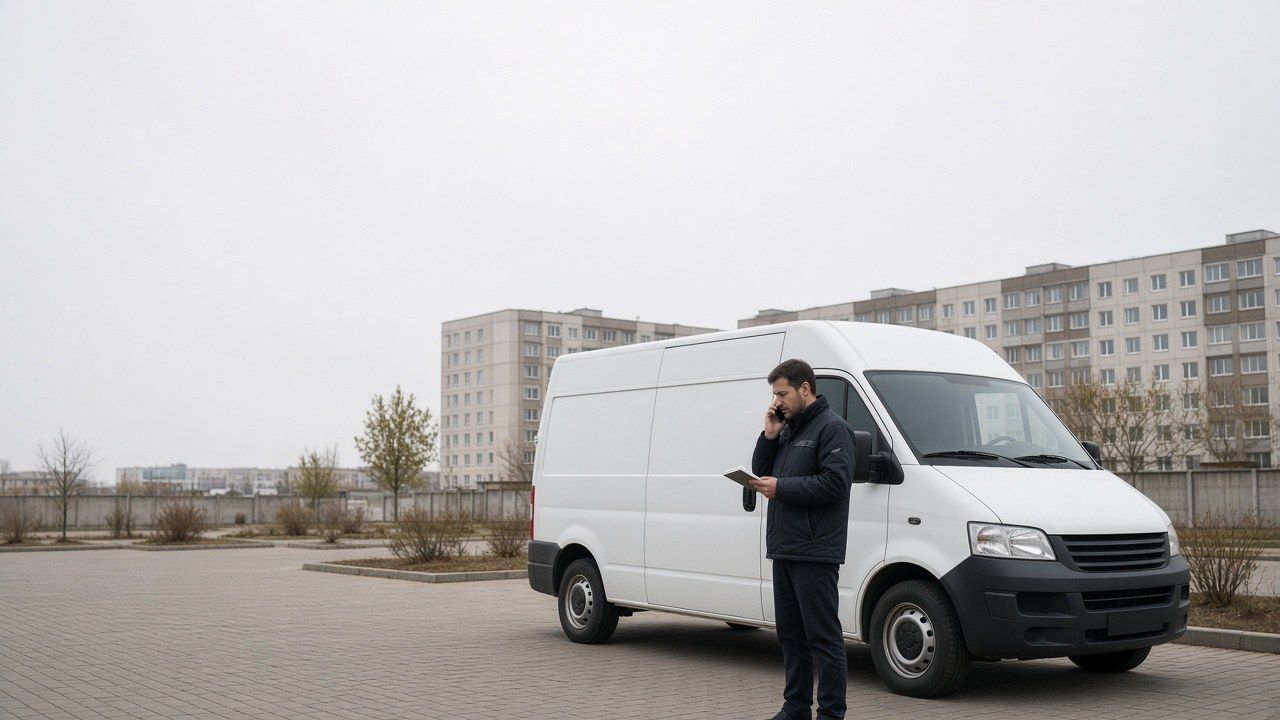 Диспетчер согласовывает вывоз мусора у грузового буса
